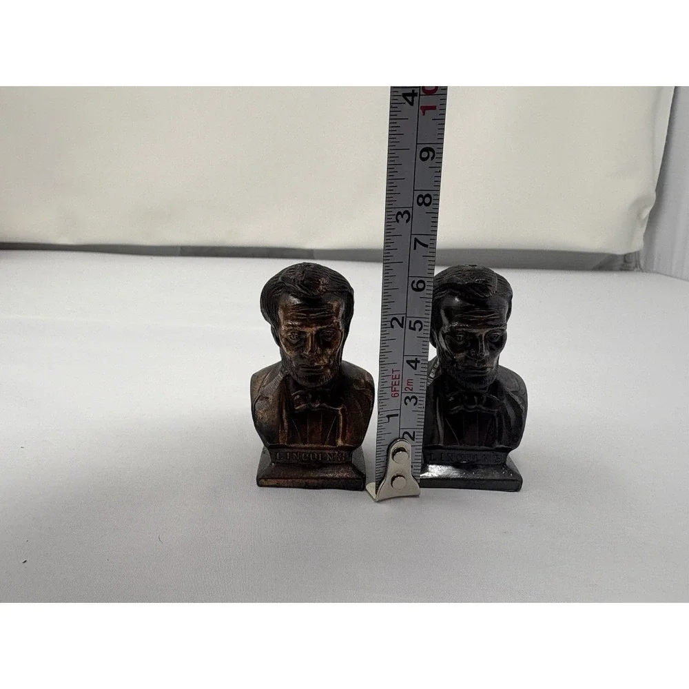 Vintage Abraham Lincoln  Bronze Salt & Pepper Shakers Retro President History